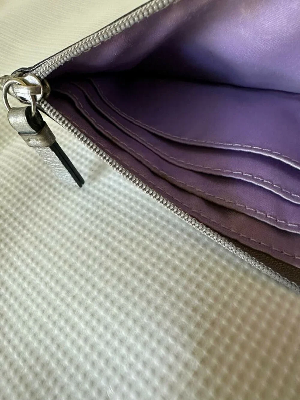 Coach Silver Leather Signature Card/ Keys and Change Purse